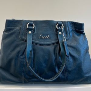 NWT COACH Ashley Handbag in Peacock Teal Blue, includes detachable leather strap